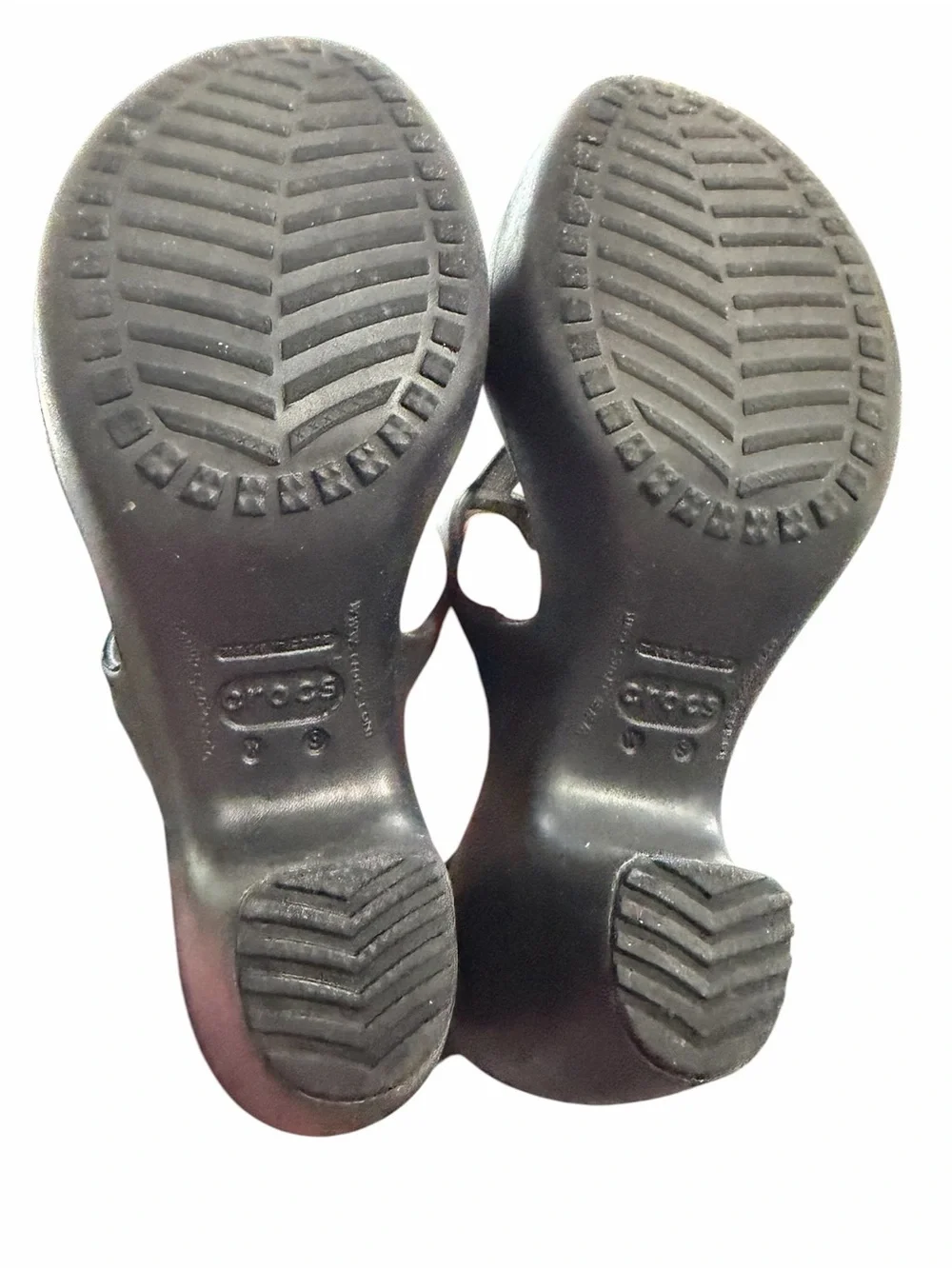 CROCS Women's Black T-Strap Platform Clog Sandals